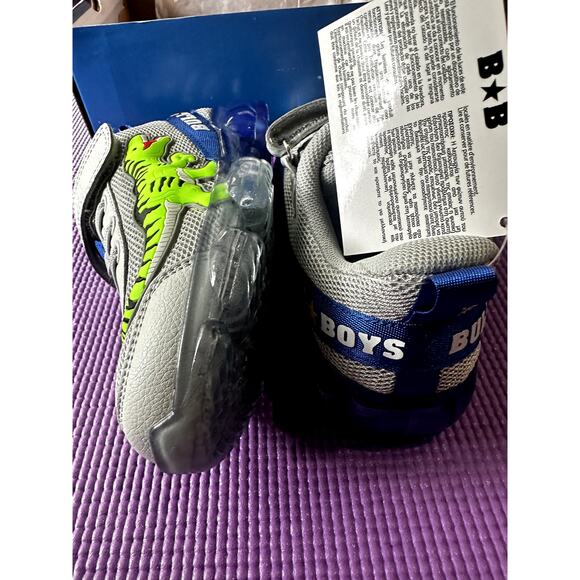 Bull Boys T-Rex Boy Sneakers Dinosaurs Size 1 US Grey Blue  Light-Up Velcro NEW - Picture 3 of 16